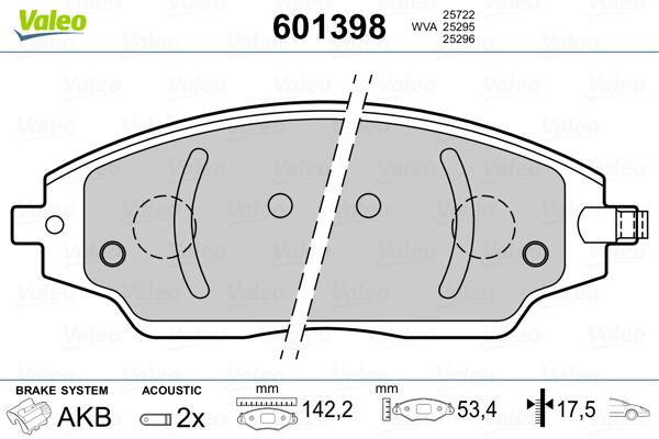VALEO 601398 Brake Pad Set, disc brake