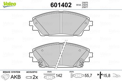 Brake Pad Set, disc brake VALEO 601402