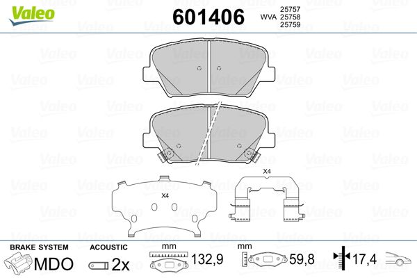 VALEO 601406 Brake Pad Set, disc brake