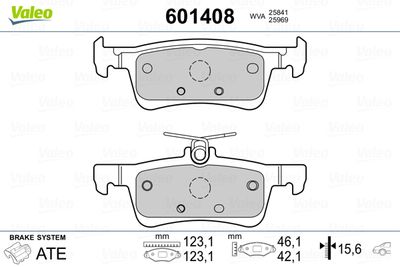 Brake Pad Set, disc brake VALEO 601408