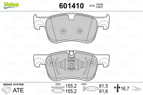 VALEO 601410 Brake Pad Set, disc brake