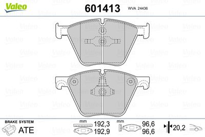 Brake Pad Set, disc brake VALEO 601413