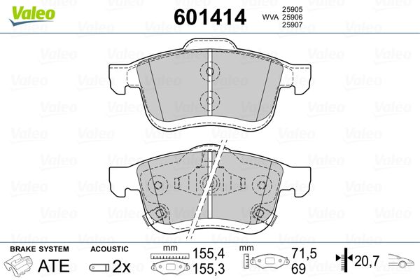VALEO 601414 Brake Pad Set, disc brake