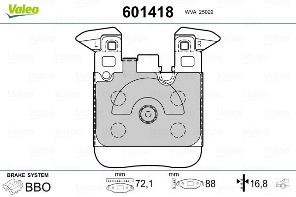 VALEO 601418 Brake Pad Set, disc brake