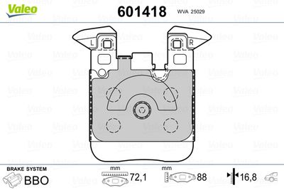 Brake Pad Set, disc brake VALEO 601418