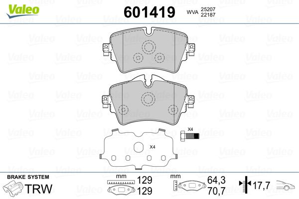 VALEO 601419 Brake Pad Set, disc brake