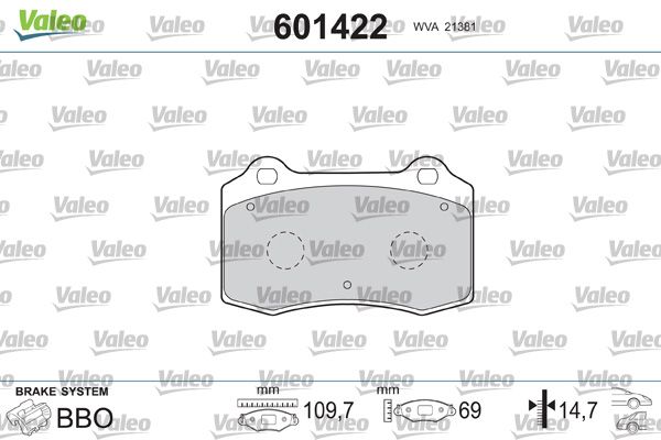 VALEO 601422 Brake Pad Set, disc brake