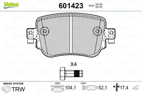 VALEO 601423 Brake Pad Set, disc brake