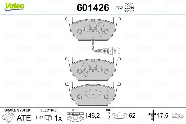 VALEO 601426 Brake Pad Set, disc brake