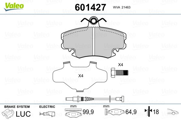 VALEO 601427 Brake Pad Set, disc brake