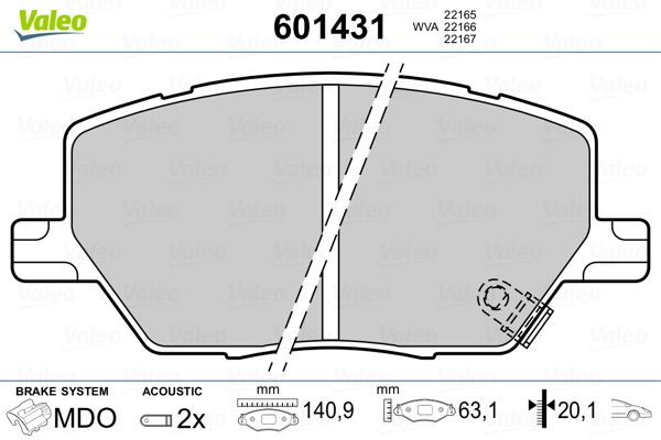 VALEO 601431 Brake Pad Set, disc brake