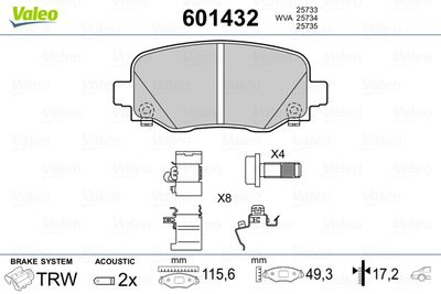 Brake Pad Set, disc brake VALEO 601432