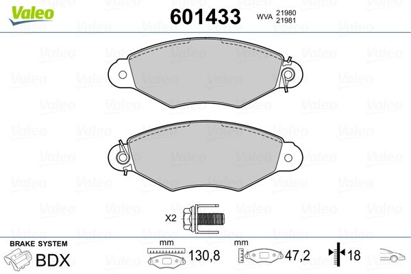 VALEO 601433 Brake Pad Set, disc brake