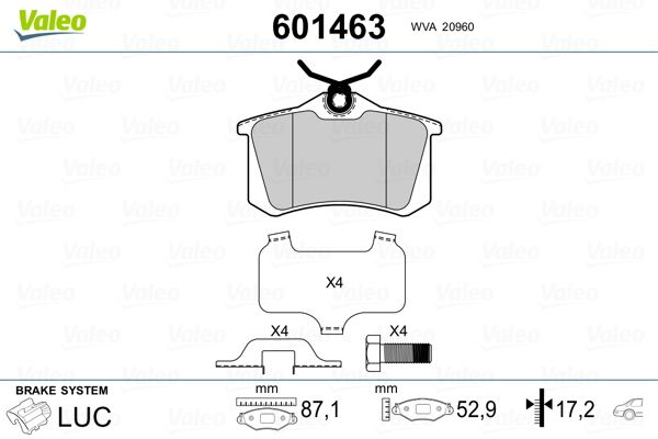 VALEO 601463 Brake Pad Set, disc brake
