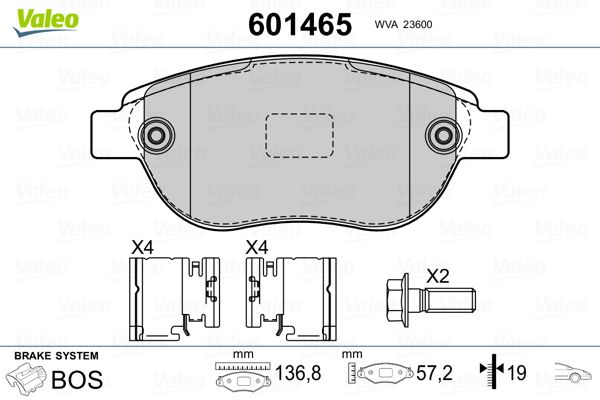 VALEO 601465 Brake Pad Set, disc brake