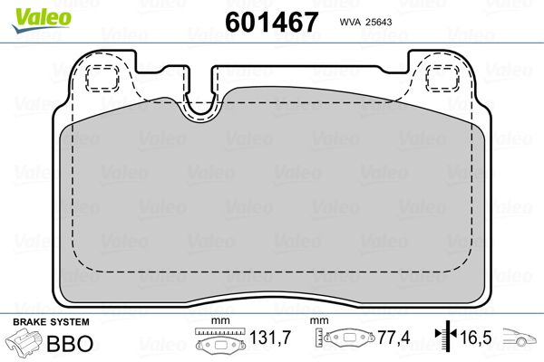 VALEO 601467 Brake Pad Set, disc brake