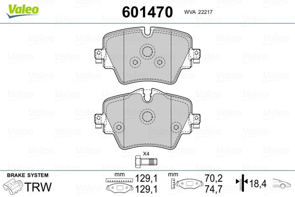 VALEO 601470 Brake Pad Set, disc brake