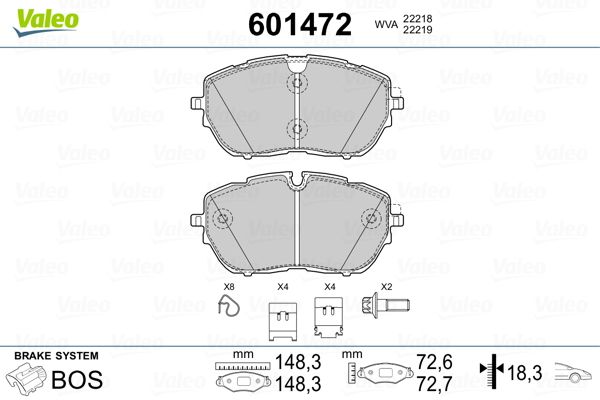 VALEO 601472 Brake Pad Set, disc brake