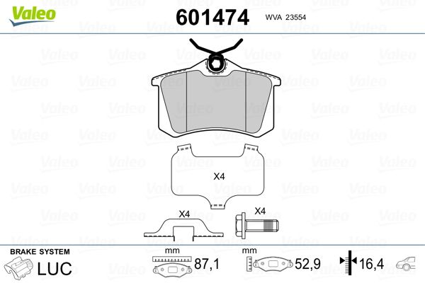 VALEO 601474 Brake Pad Set, disc brake