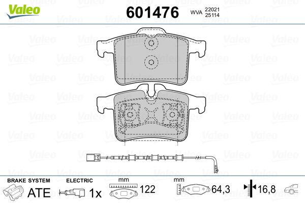 VALEO 601476 Brake Pad Set, disc brake