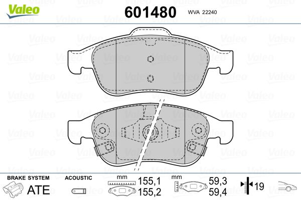 VALEO 601480 Brake Pad Set, disc brake