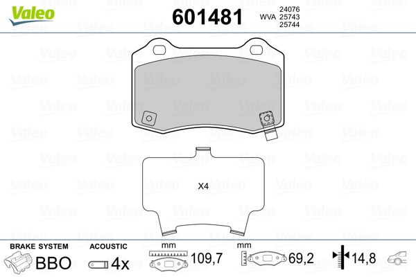 VALEO 601481 Brake Pad Set, disc brake