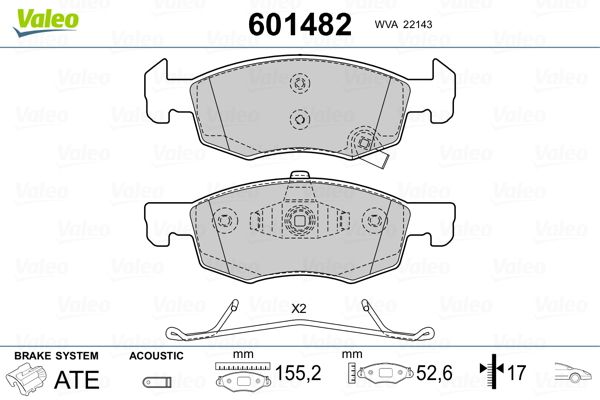 VALEO 601482 Brake Pad Set, disc brake