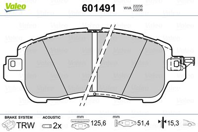Brake Pad Set, disc brake VALEO 601491