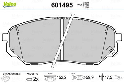 Brake Pad Set, disc brake VALEO 601495