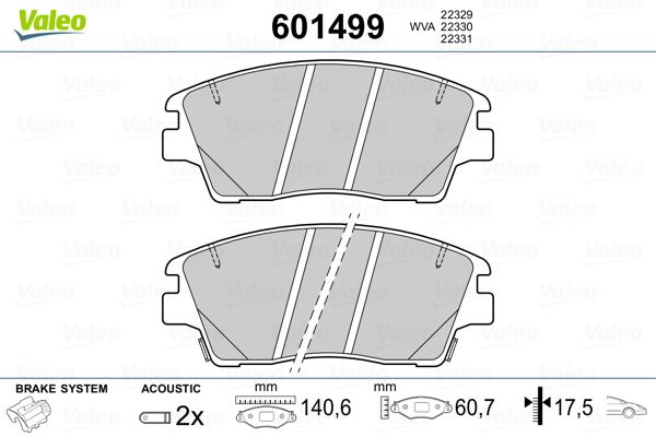 VALEO 601499 Brake Pad Set, disc brake