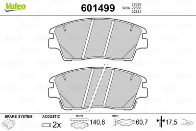 Brake Pad Set, disc brake VALEO 601499