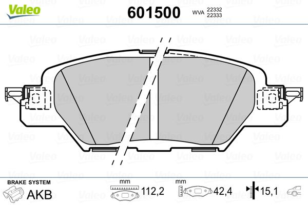 VALEO 601500 Brake Pad Set, disc brake