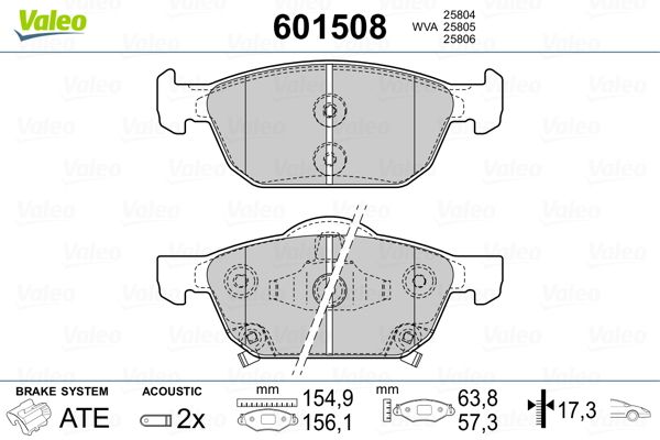 VALEO 601508 Brake Pad Set, disc brake