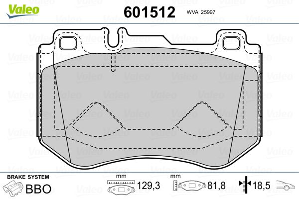 VALEO 601512 Brake Pad Set, disc brake