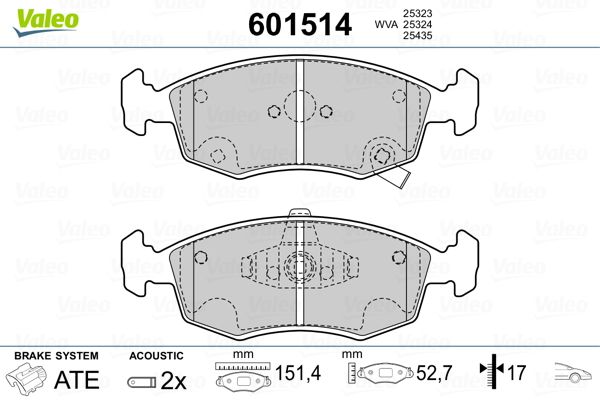 VALEO 601514 Brake Pad Set, disc brake
