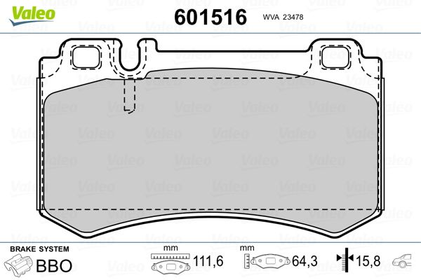 VALEO 601516 Brake Pad Set, disc brake