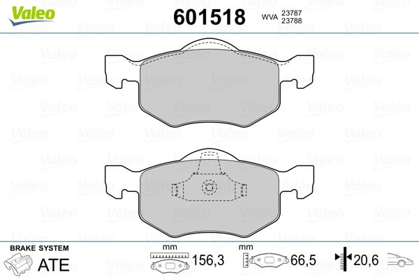 VALEO 601518 Brake Pad Set, disc brake