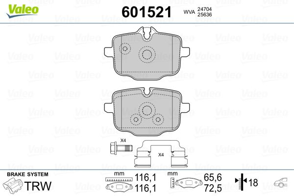VALEO 601521 Brake Pad Set, disc brake