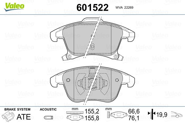 VALEO 601522 Brake Pad Set, disc brake