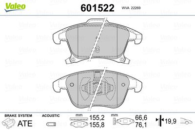 Brake Pad Set, disc brake VALEO 601522