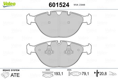 Brake Pad Set, disc brake VALEO 601524