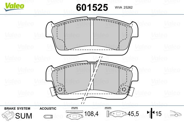 VALEO 601525 Brake Pad Set, disc brake