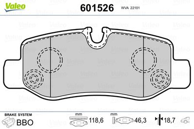 Brake Pad Set, disc brake VALEO 601526