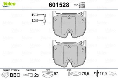 Brake Pad Set, disc brake VALEO 601528