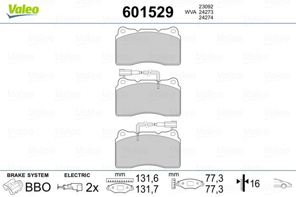VALEO 601529 Brake Pad Set, disc brake