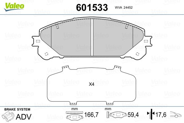 VALEO 601533 Brake Pad Set, disc brake