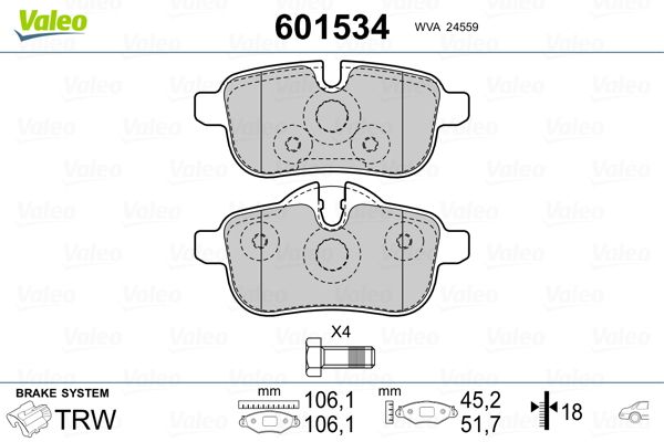 VALEO 601534 Brake Pad Set, disc brake
