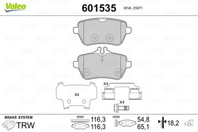 Brake Pad Set, disc brake VALEO 601535