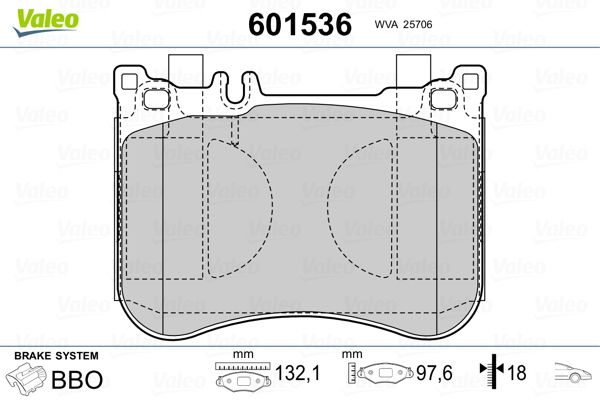 VALEO 601536 Brake Pad Set, disc brake