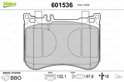 Brake Pad Set, disc brake VALEO 601536